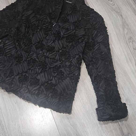 Samuel Dong Black Ribbon Mock Neck Blazer - Picture 3 of 7